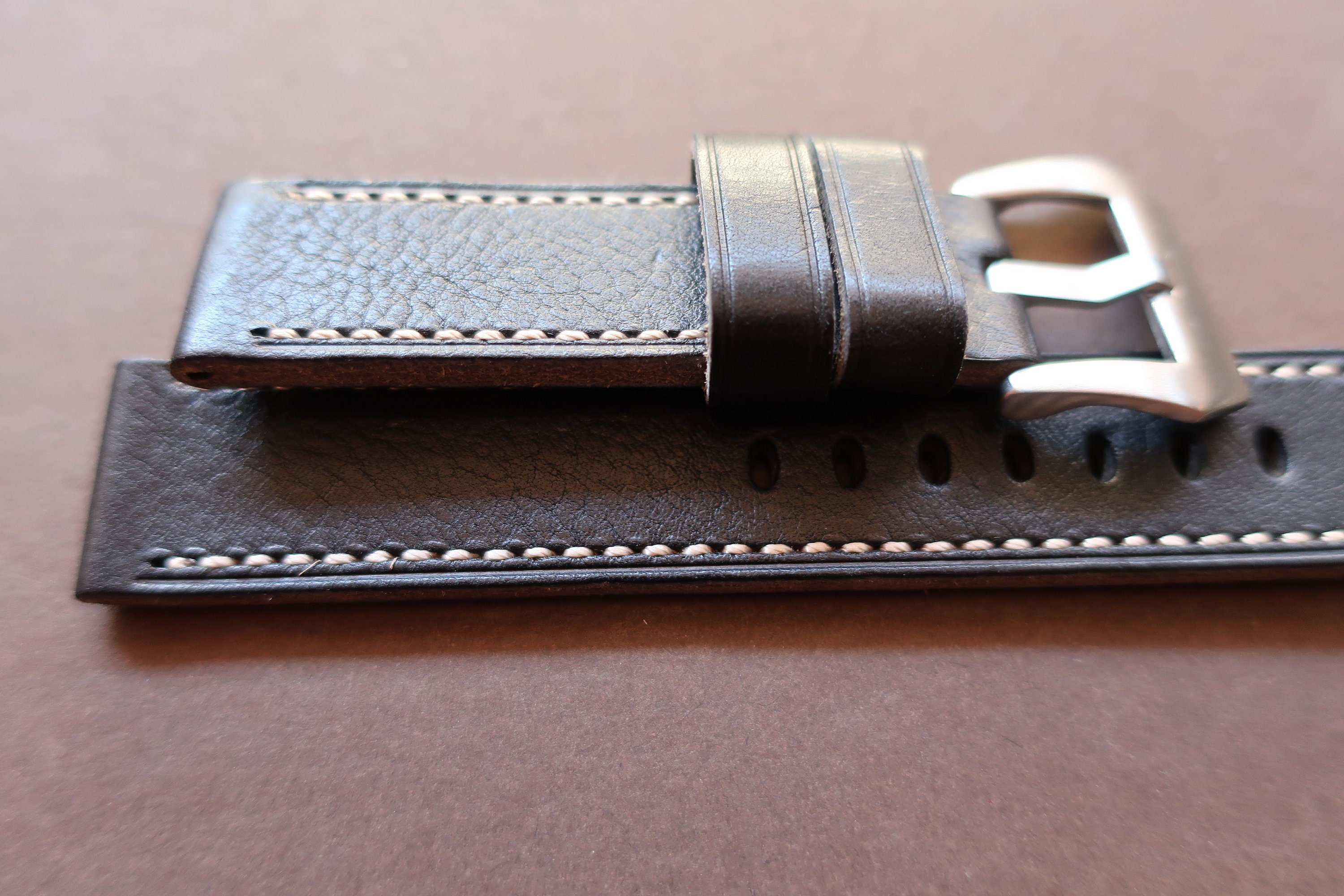 Leather strap in 22mm Black leather in 22/22mm Handmade Etsy