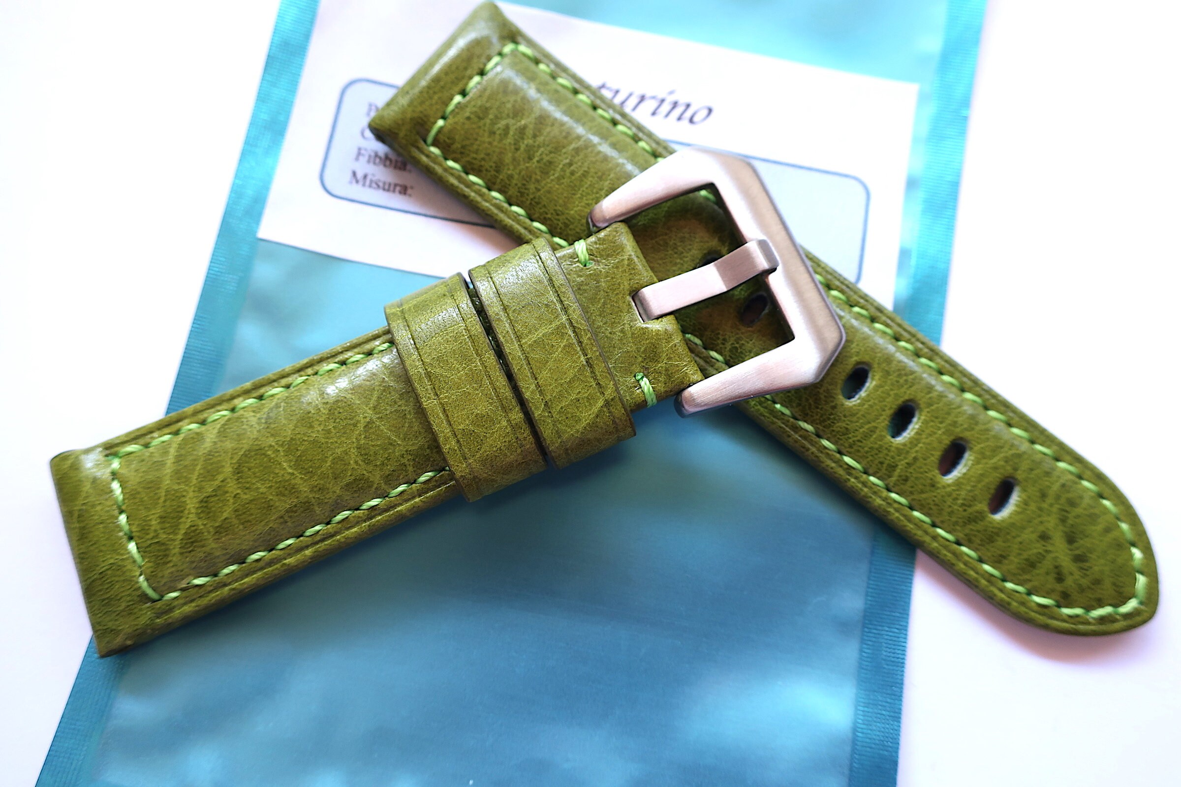 24mm Lime Green Band Leather Watch Strap Panerai Style Etsy