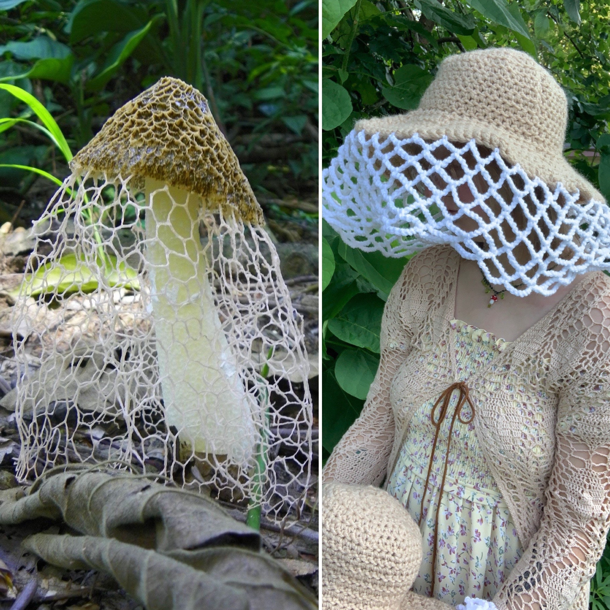 Veiled Lady Inspired Crochet Mushroom 