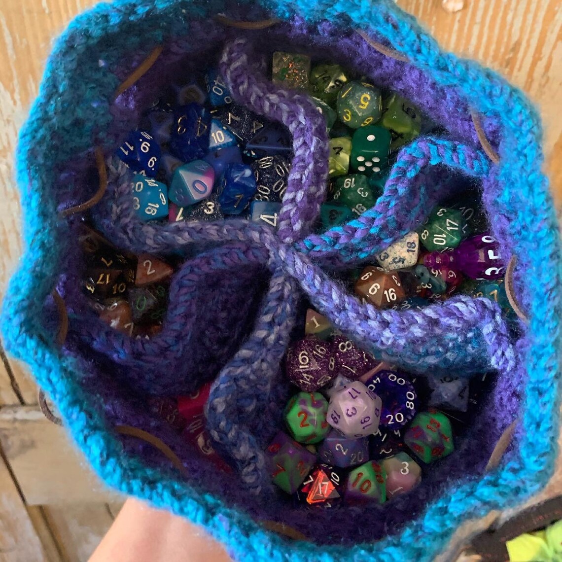 Crochet pocket dice bag including one set of mystery dice Etsy