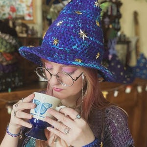 crochet celestial wizard hat