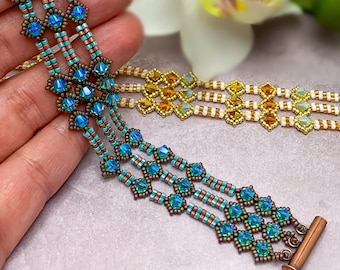 Beading Pattern - Netted Bicone and Herringbone Bracelet