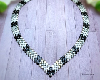 Beading Pattern PDF Download - Half Tila Herringbone V Necklace