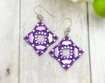 Beading Pattern - Ravenna Mosaic Beaded Earrings, with Minos Par Puca Beads, Delos Par Puca Beads, and 11/0 Miyuki Seed Beads