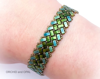 Beading Pattern - Half Tila Herringbone Bracelet - Horizontal Stripe