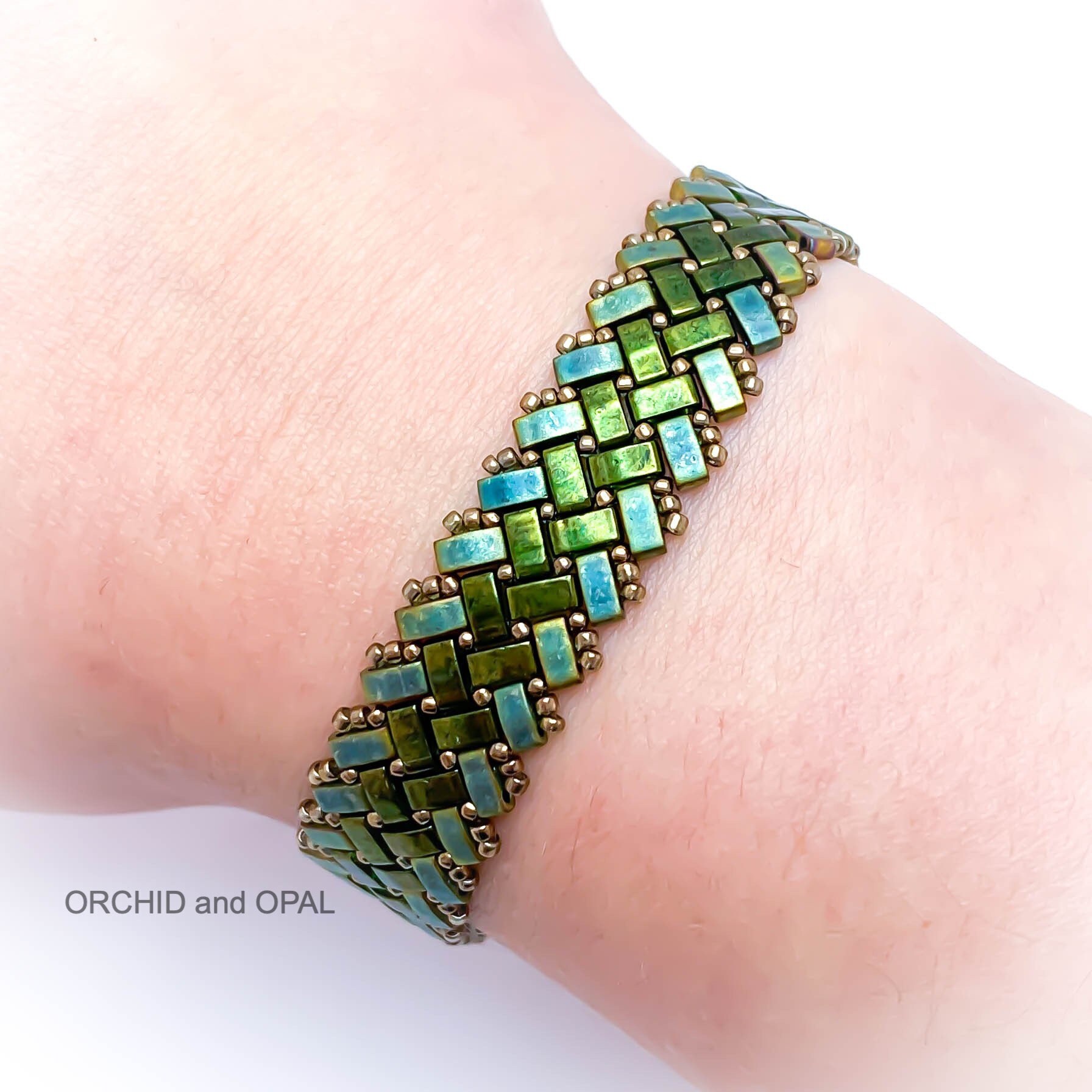 Beading Pattern Half Tila Herringbone Bracelet Horizontal Stripe Etsy