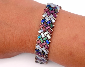 Beading Pattern - Half Tila Herringbone Bracelet - Vertical Stripe