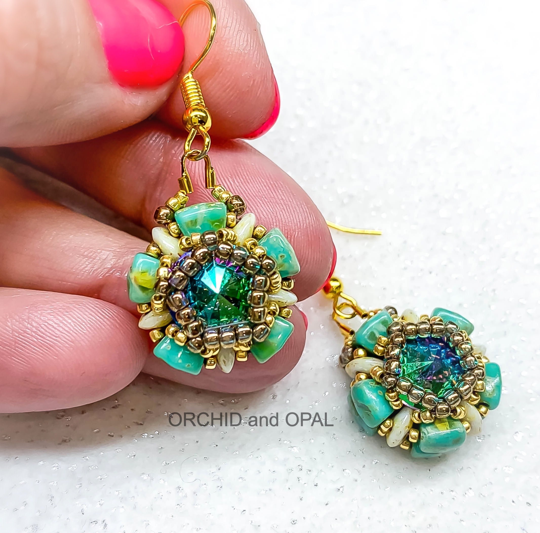 Beading Pattern - Backlit GemDuo Bracelet Tutorial | ORCHID and OPAL 