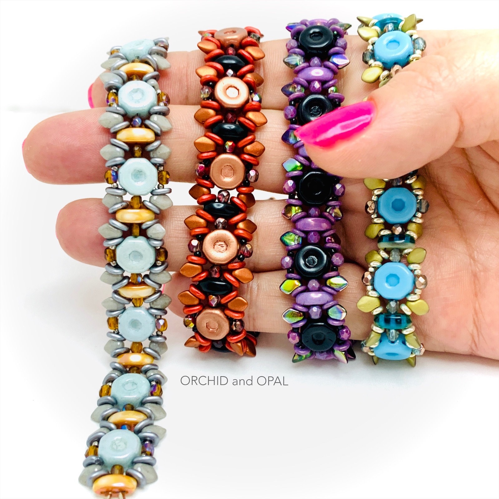 Pleated Tila Beaded Bracelet - Orange/Bronze | ORCHID and OPAL 