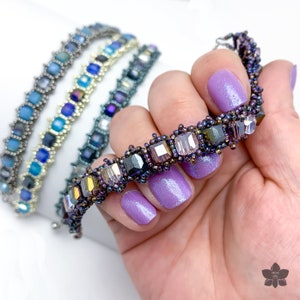 Beading Pattern PDF File Download - Crystal Cube Tennis Bracelet - 6mm Cube Beads