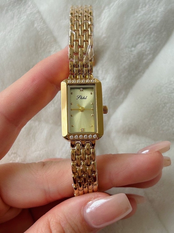 Small face gold watch womens hot sale