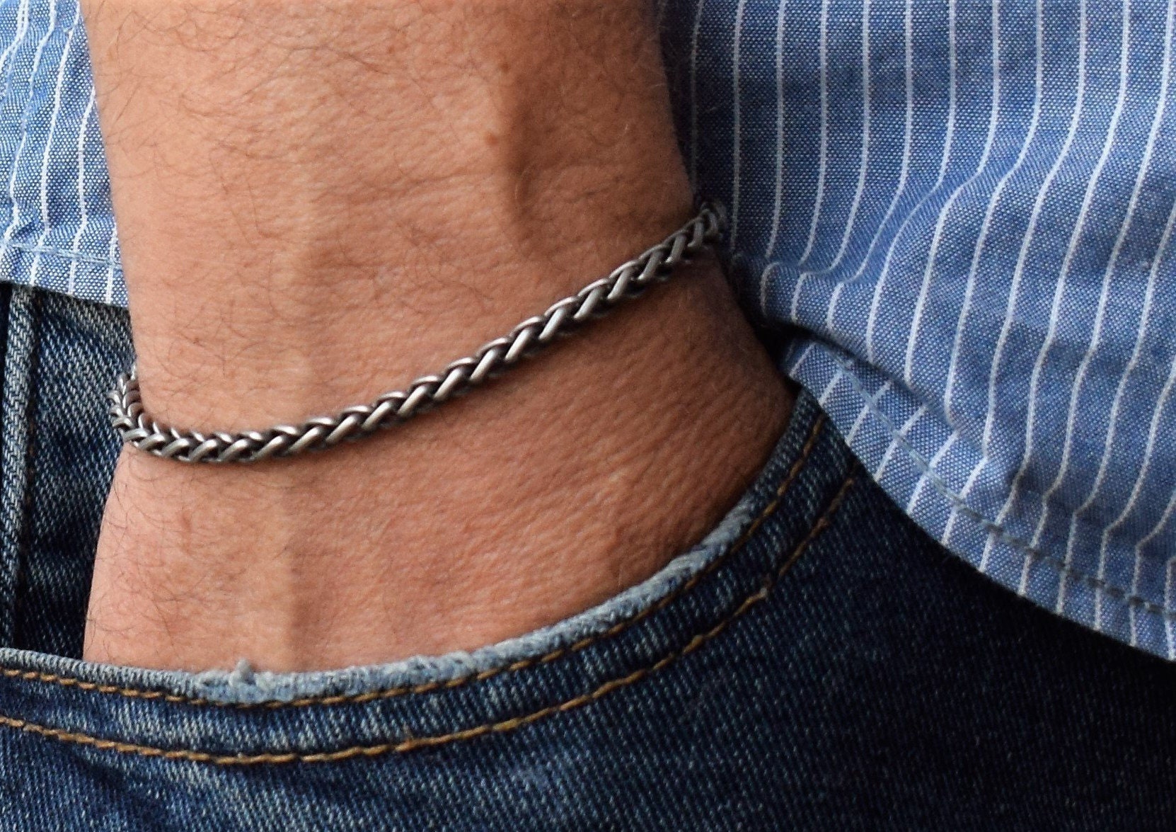 Mens Bracelet Mens Silver Bracelets Bracelet Men Men Chain Etsy