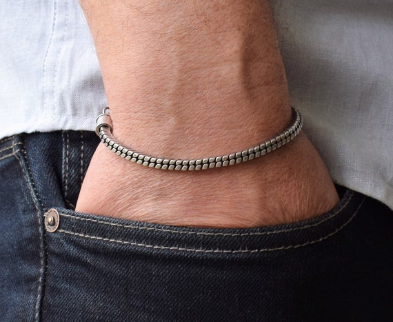 Mens Silver Bracelet Men Bracelet Men's Chain Bracelet | Etsy