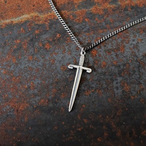 Sterling Silver, Mens Necklace, Men Silver Necklace, Men Pendant Necklace, Silver Sword Pendant, Silver Necklace, Necklace Men, Mens Jewelry
