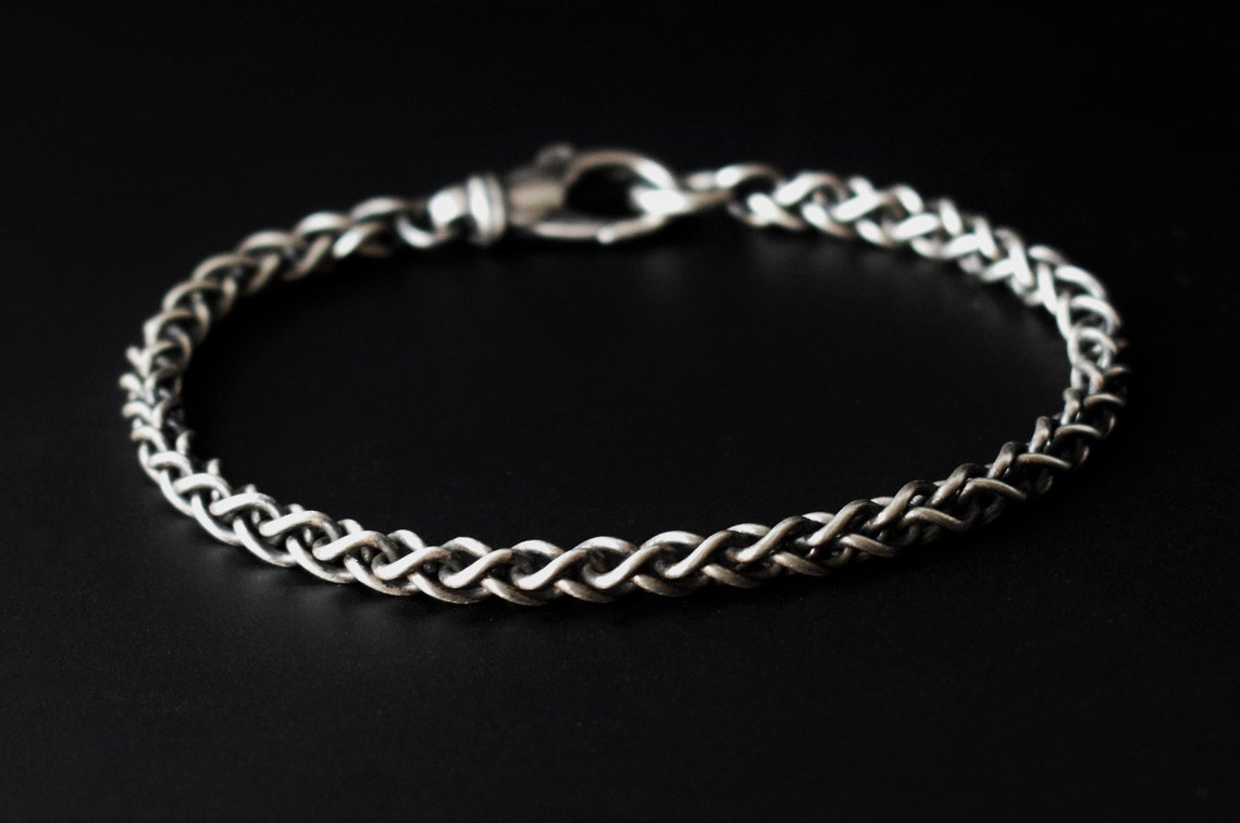 Mens Silver Bracelet Men Bracelet Mens Chain Bracelet Etsy
