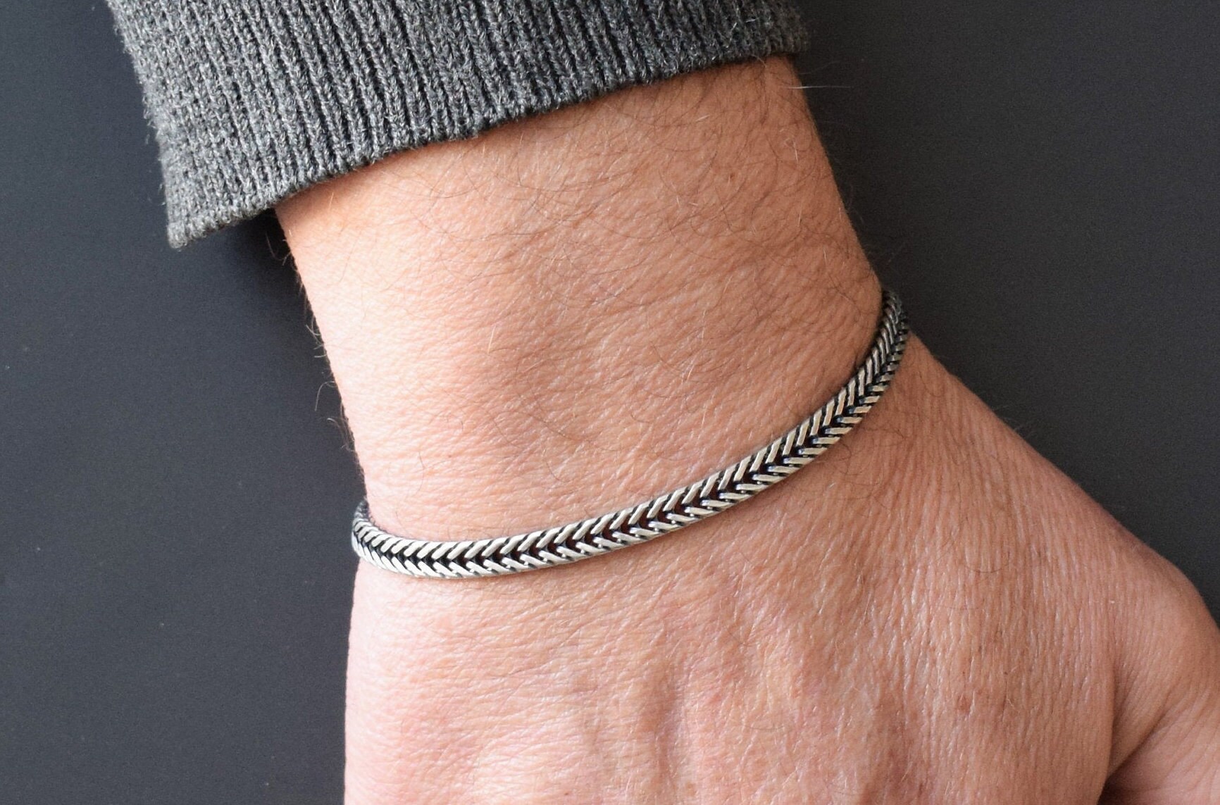 Mens Silver Bracelet Men Bracelet Mens Chain Bracelet Etsy Canada