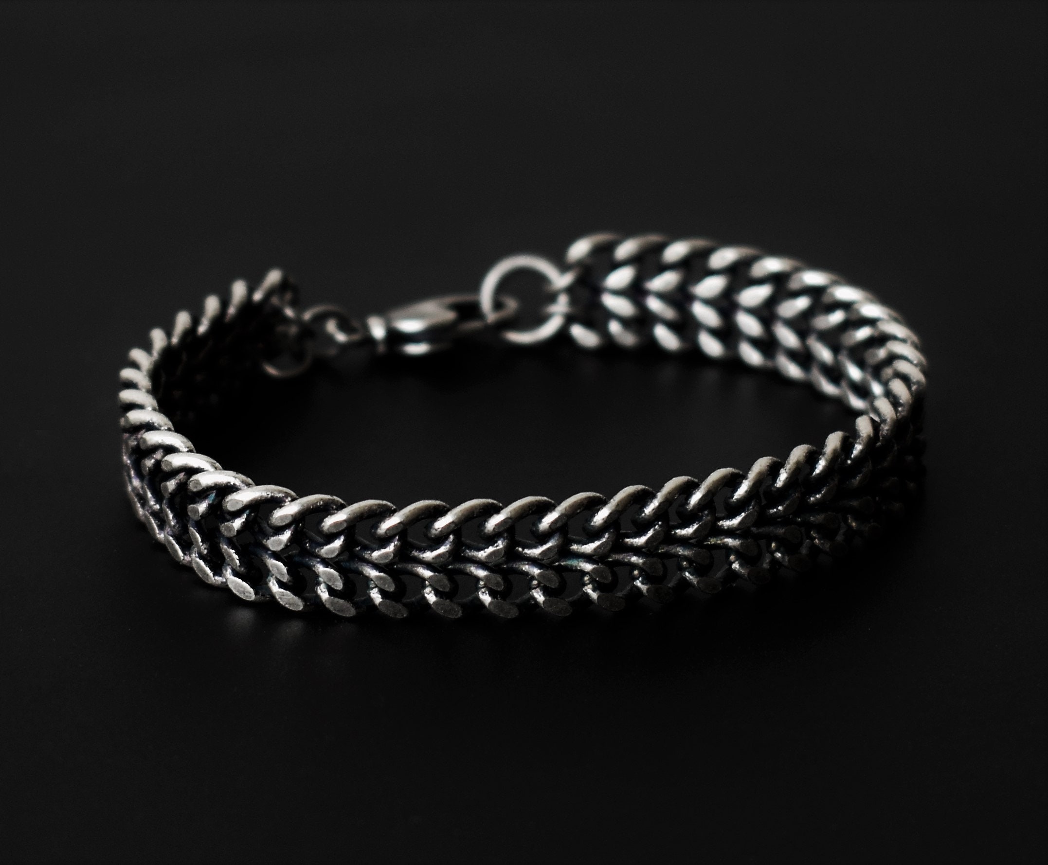 Mens Silver Bracelet Men Bracelet Mens Chain Bracelet Etsy