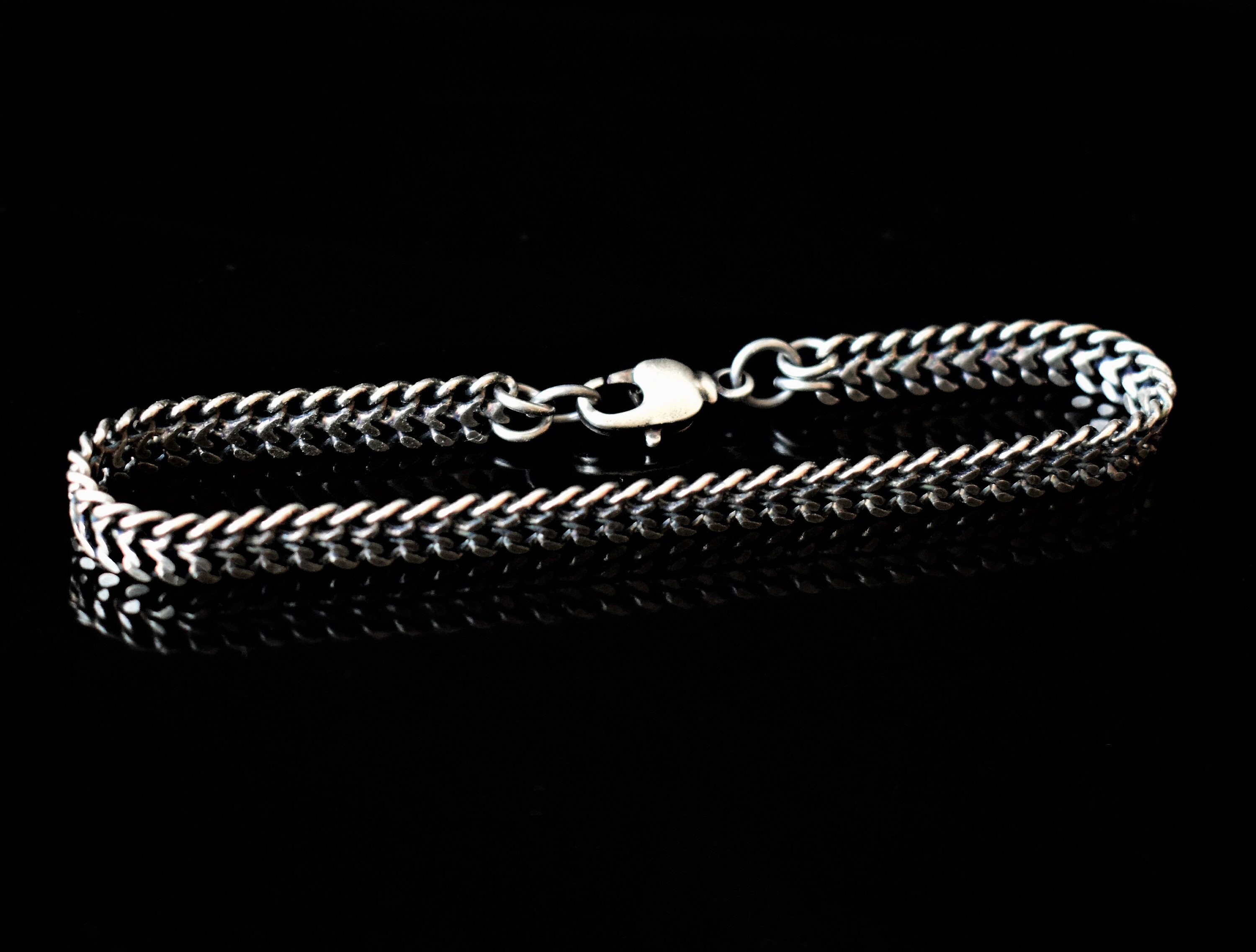 Mens Silver Bracelet Men Bracelet Mens Chain Bracelet Etsy
