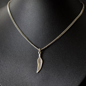 Men's Necklace, Men Silver Necklace, Mens Pendant Necklace, Silver Feather Necklace, Silver Necklace, Necklace For Men, Men's Jewelry