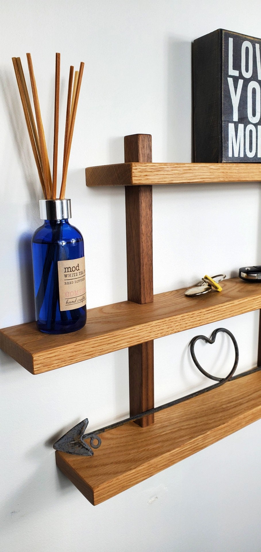 Estante de pared de madera Tres teirs hechos con nogal | Etsy