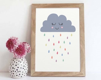 printable nursery wall art 50% OFF rain cloud prints cloud print nursery prints baby boy print  baby girl boys room print girls room print