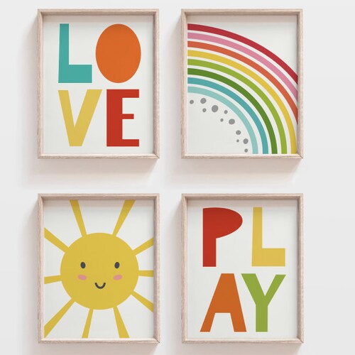 Kids Wall Art Children's Wall Art Nursery Set of 4 Etsy