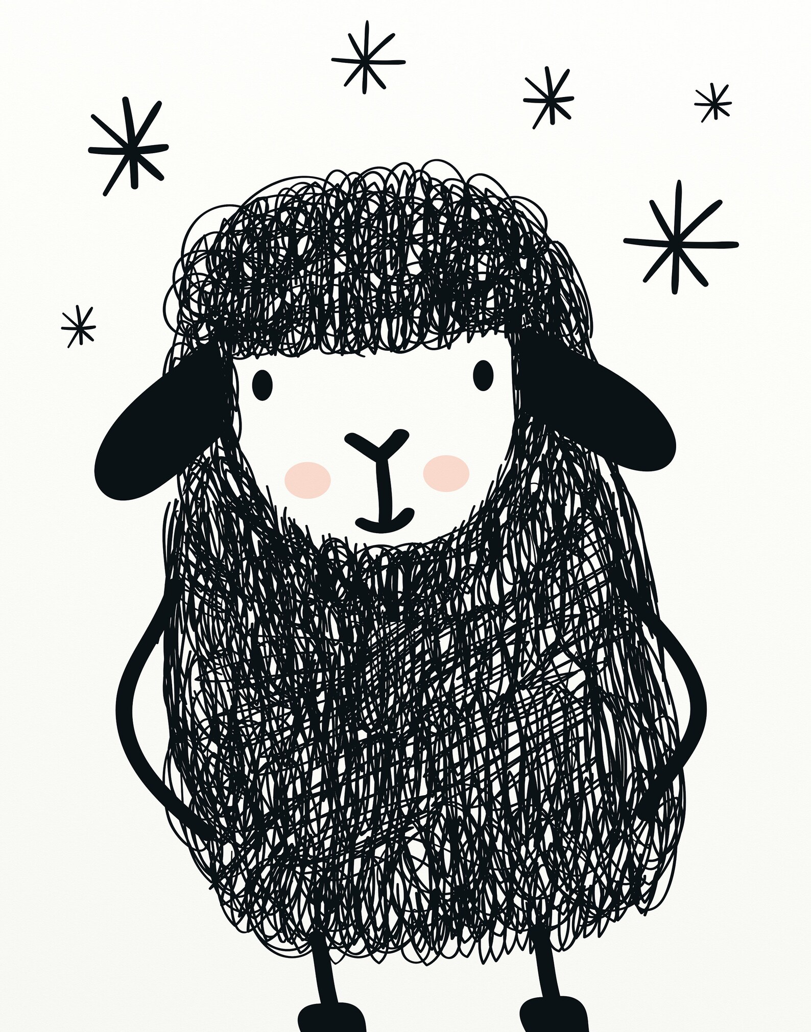 Sheep Nursery Wall Art Set of Two Prints Be Yourself Black Etsy UK