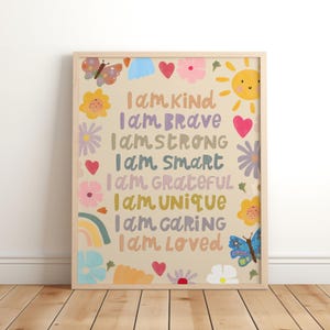 Floral Affirmation Print, Kid's Inspirational Bedroom Print, Sunshine, Cute Wall Art, Girl's Playroom, Children's Nursery Decor, Butterfly