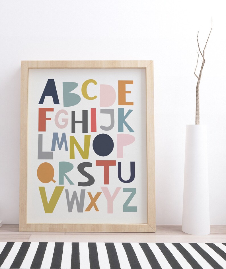Nursery Alphabet Print Set Nursery Wall Art Set of 3 Etsy