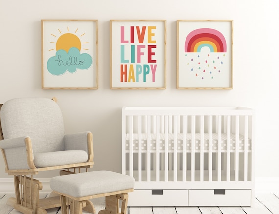 Kids Room Art Printable Set of 3 Prints Nursery Wall Art | Etsy
