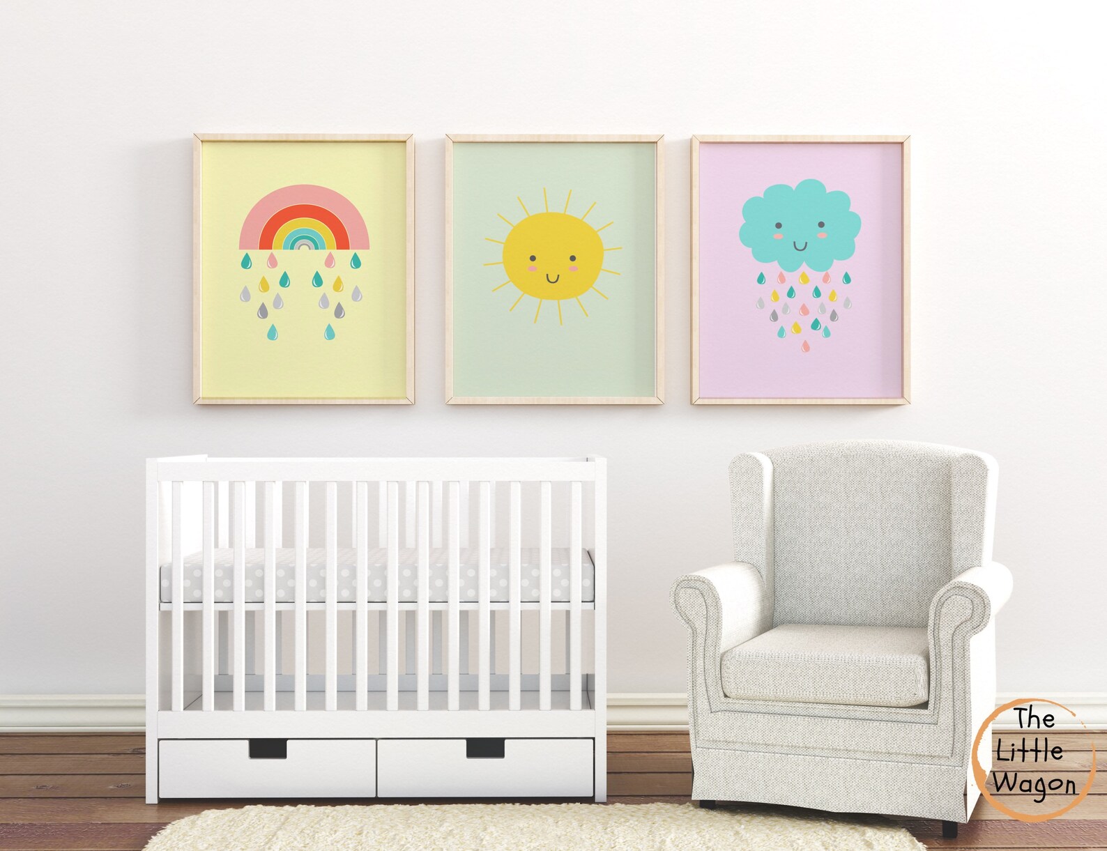 Nursery Decor Set of 3 Gender Neutral Wall Art Sunshine | Etsy