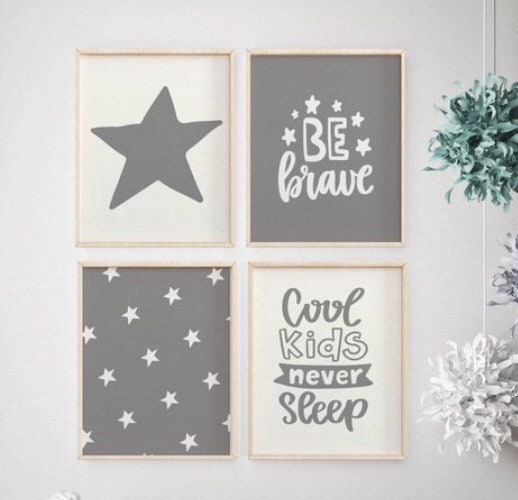 Grey Nursery Wall Art Set of Four Prints Gallery Set of 4 Etsy