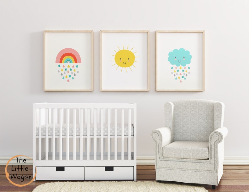 Nursery Decor Set of 3 Gender Neutral Wall Art Sunshine Etsy UK