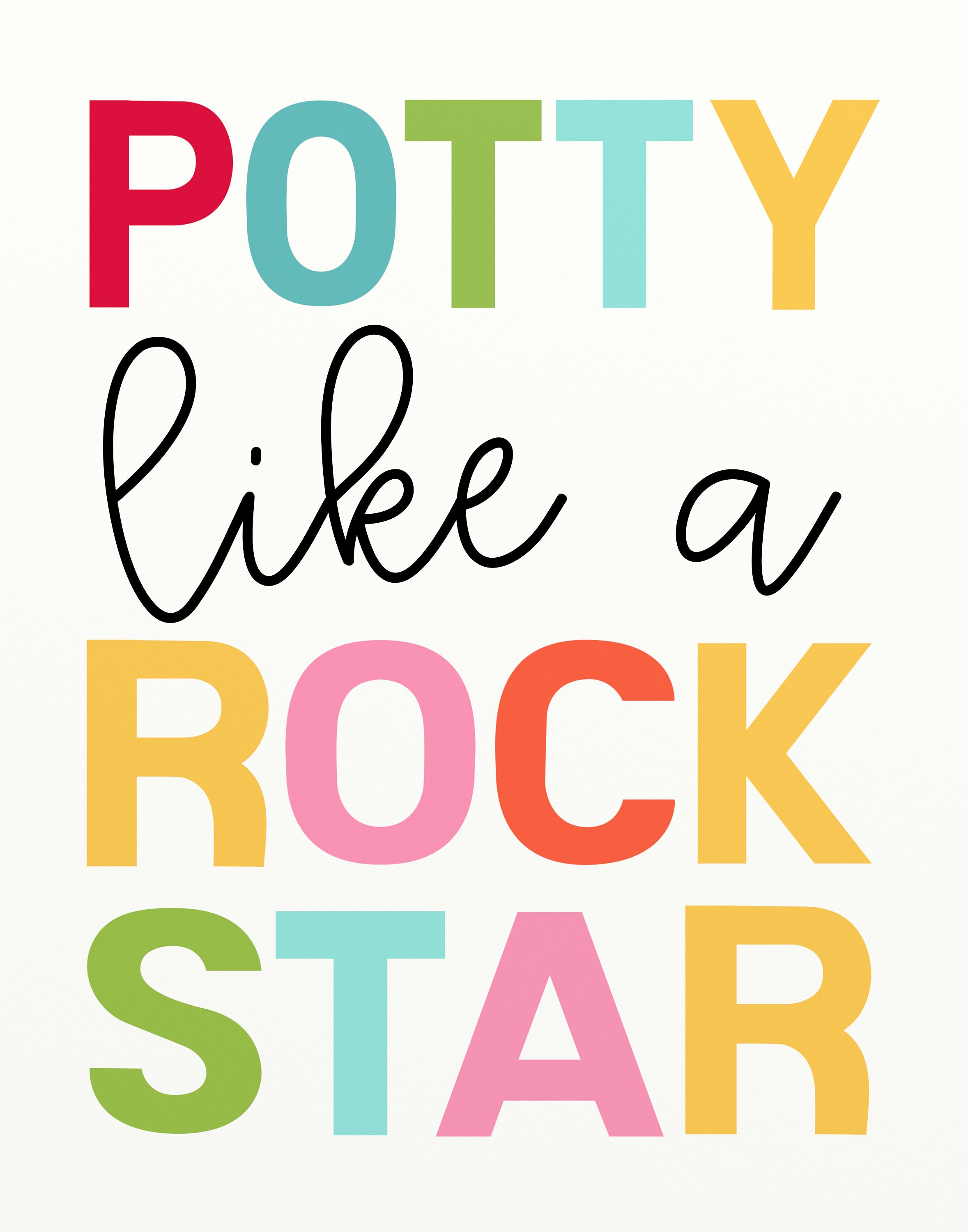 Potty Like a Rockstar Bathroom Rules Kids Wall Art Rainbow - Etsy