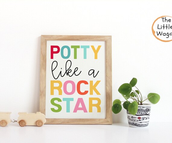 Potty Like a Rockstar Bathroom Rules Kids Wall Art Rainbow - Etsy