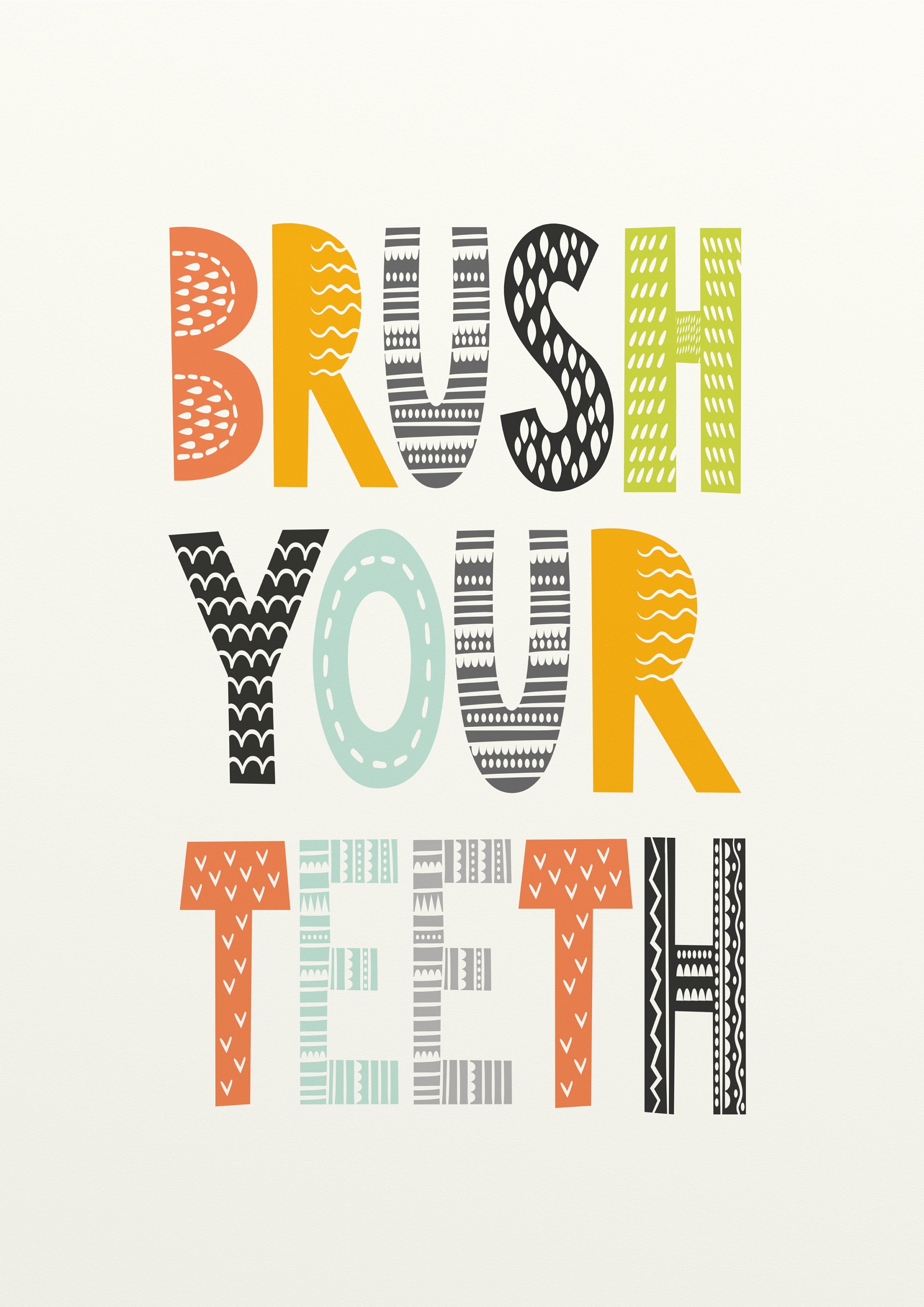 Nursery Wall Art Brush Your Teeth Wall Art Kids Quote - Etsy