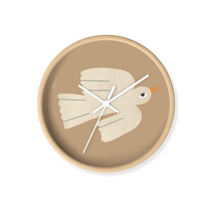 Nordic bird clock, wall clock, brown clock for childrens bedroom, nursery clock, kids wall clock, bedroom, gender neutral accessories, kids