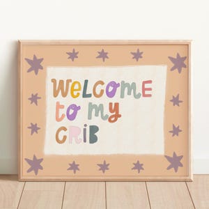Hello MTV UNFRAMED print, Welcome to My Crib Print, Hallway Print, Trendy Room Decor, Nursery Print, Cottagecore, boho, New baby