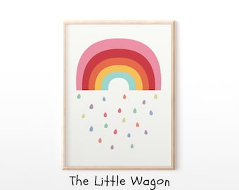 Kids Wall Art, Colourful Nursery Decor, Retro Kids Wall Art, Rainbow Wall Art, Rainbow Nursery Print,Kids Poster,Kids Print,Childs Art, Sale