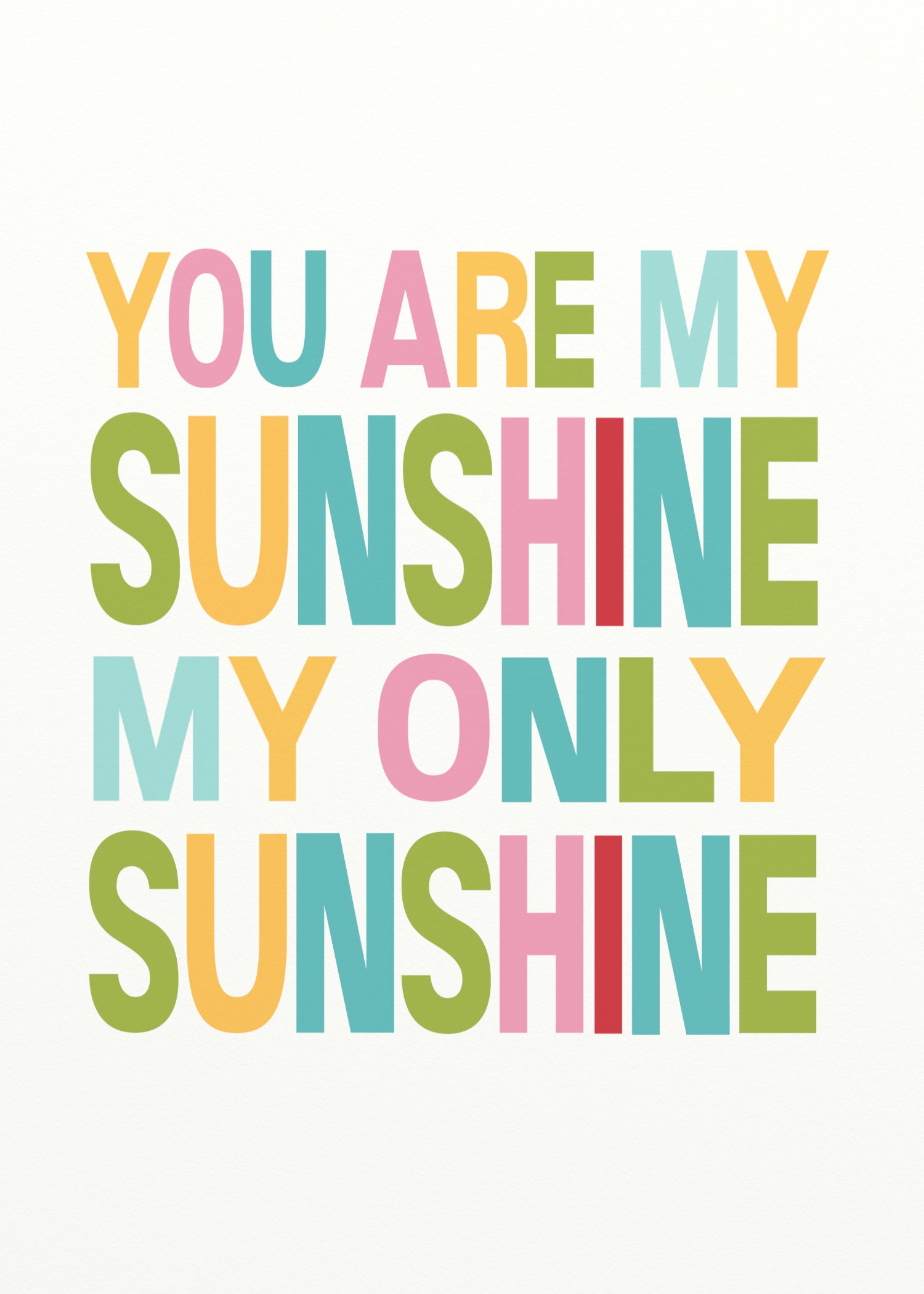 You Are My Sunshine Rainbow Wall Art Print Boys Girls Etsy