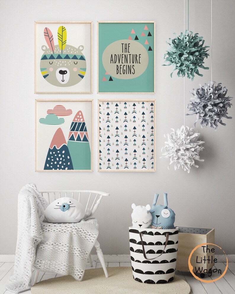 Children's Wall Art Nursery Set of 4 Gallery Wall Art Etsy