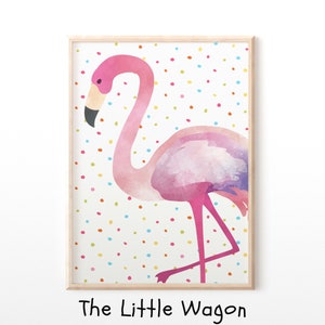 Flamingo Wall Art, Flamingo Print, Tropical Wall Art, Flamingo Decor, Flamingo Poster, Girls Bedroom Art Print, Kids Wall Art, Nursery, Sale