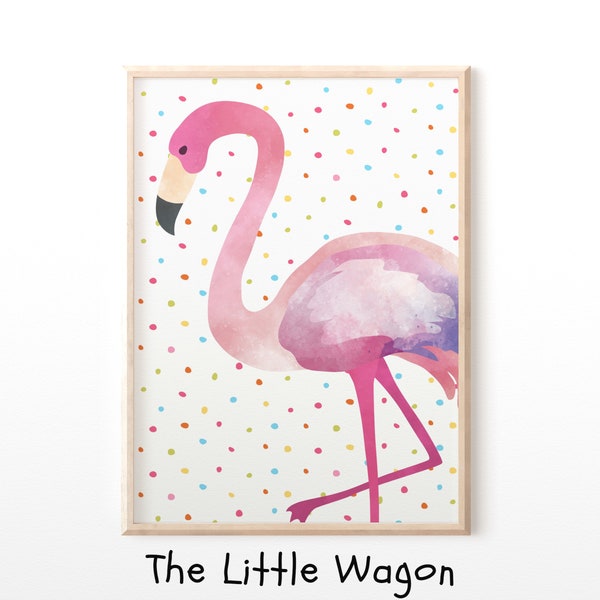 Flamingo Wall Art, Flamingo Print, Tropical Wall Art, Flamingo Decor, Flamingo Poster, Girls Bedroom Art Print, Kids Wall Art, Nursery, Sale