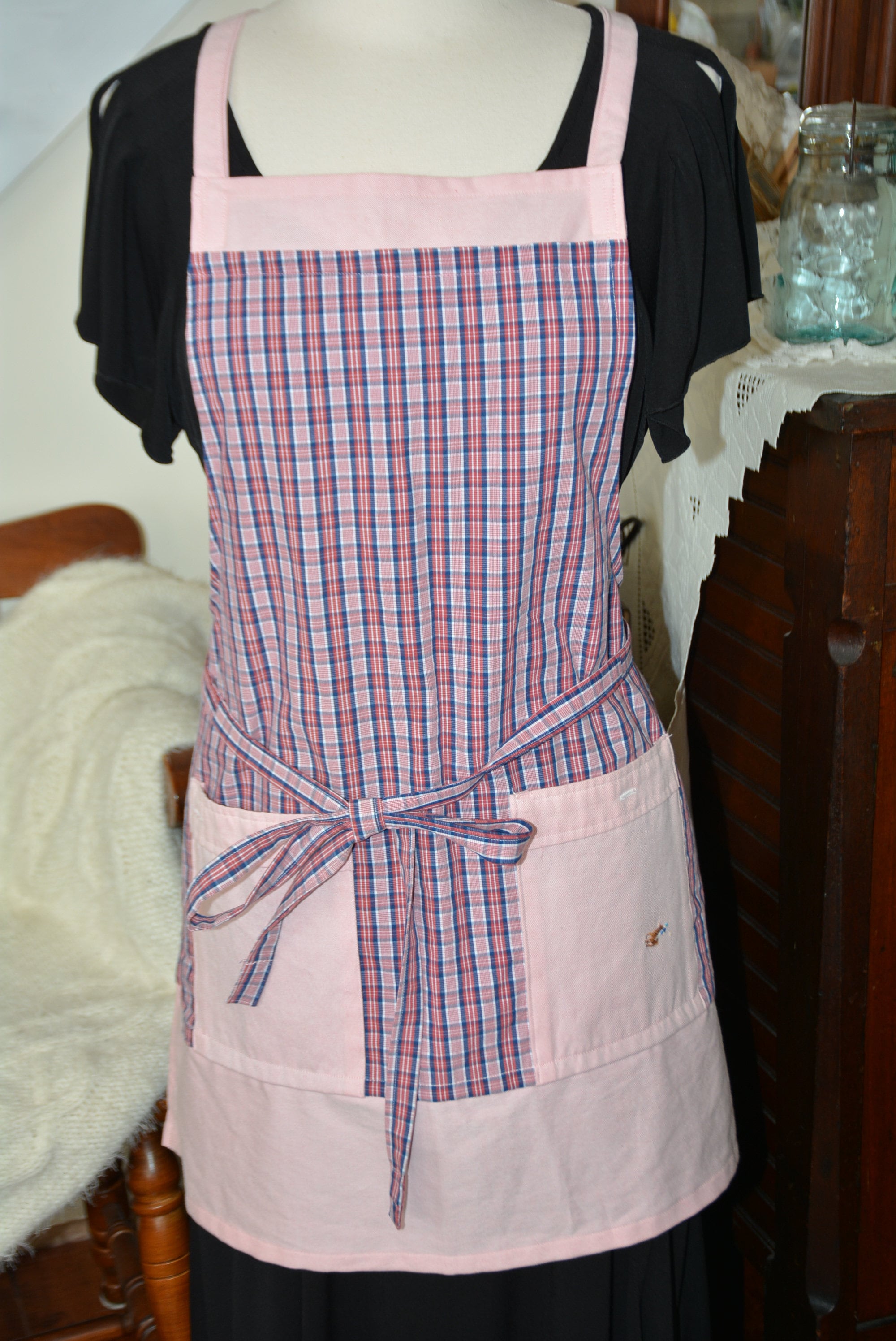 XS-5X No Tie Crossback Apron in Chocolate 100% Flax Linen