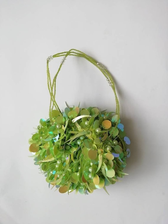 Vintage Y2K Beaded Lime Green Bag