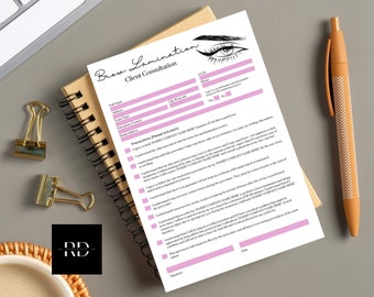 Brow Client Treatment Record PDF Editable, Brow Consultation From, Client Intake Care Card, Beauty Consultation Form