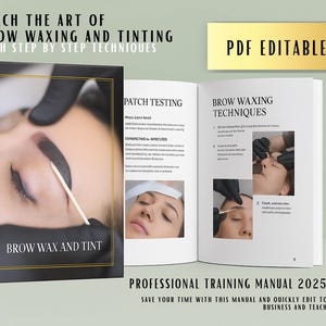 Augenbrauen Trainings-Handbuch, Augenbrauen Wachs- und Tint-Handbuch, Bearbeitbares Trainings-Handbuch Tutorial Tinting, Shaping, Henna Brows, Brauen wachsen und färben
