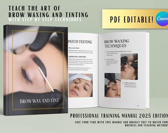 Eyebrow Wax and Tint Training Manual, Editable Brow Shaping (Canva, Digital Download)