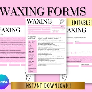 Waxing policy forms, client record waxing consent waver forms, editable