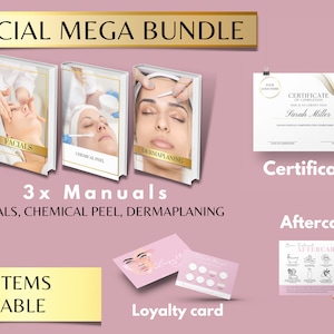 Facial Training Manual bundle, fully editable in Canva. Print Ready!!